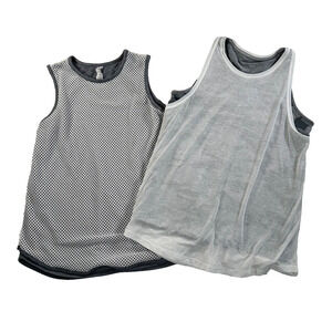 Athleta Girl Tank Tops Lot of 2 X-Large Gray/White Mesh Layered Active